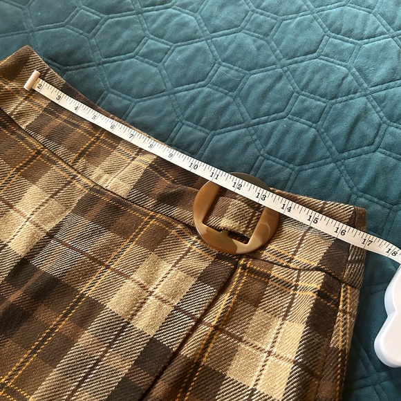 Vintage retro brown plaid skirt - Picture 6 of 7